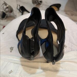 Via Spiga Black and Blue Heeled Boots